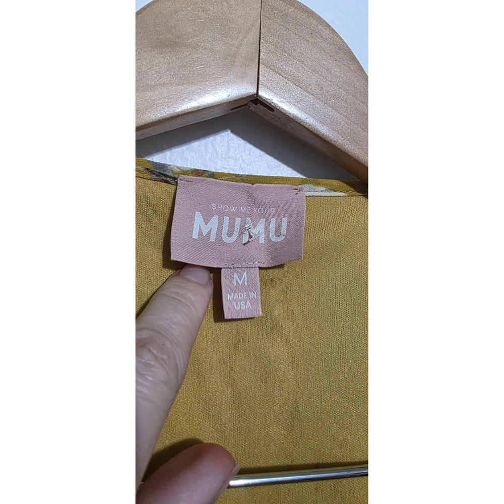 NEW SHOW ME YOUR MUMU ADDY TIE DRESS FLIRTIN FLORAL Yellow Boho‎ Festival Sun M - Picture 4 of 10